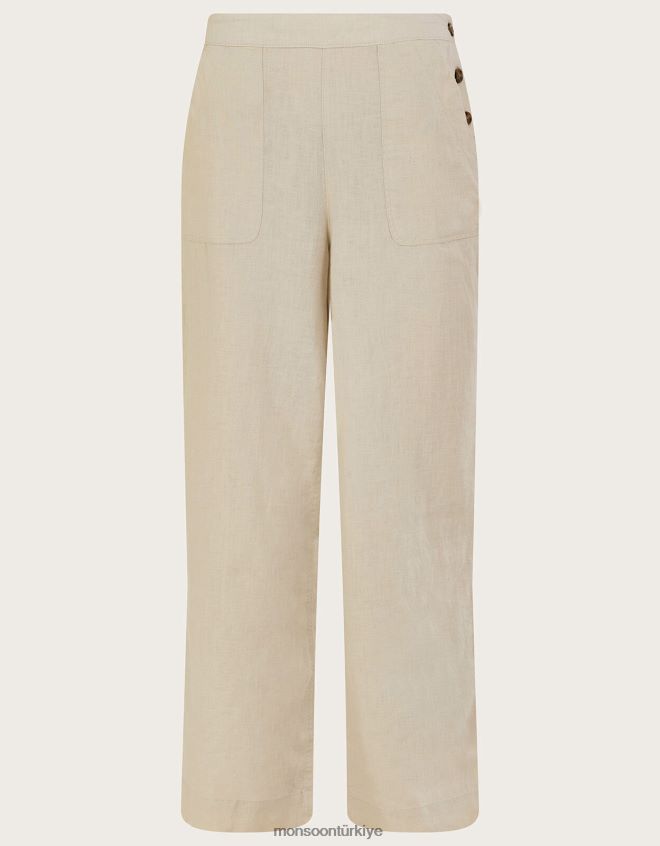 Monsoon kadınlar giyilebilen keten pantolon JH86BT985 Giyim doğal