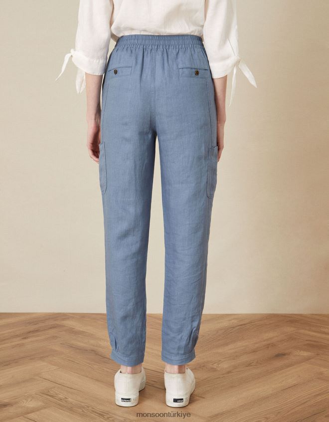 Monsoon kadınlar haşhaş keten koşucular JH86BT1143 Giyim mavi