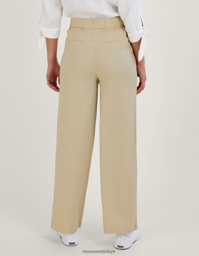 Monsoon kadınlar jenny keten karışımlı kısa pantolon JH86BT245 Giyim doğal taş)