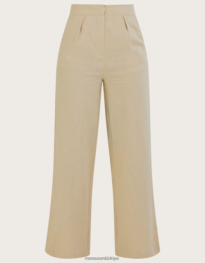 Monsoon kadınlar jenny keten karışımlı kısa pantolon JH86BT245 Giyim doğal taş)