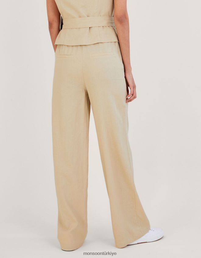 Monsoon kadınlar keten karışımlı jenny pantolon JH86BT382 Giyim doğal taş)