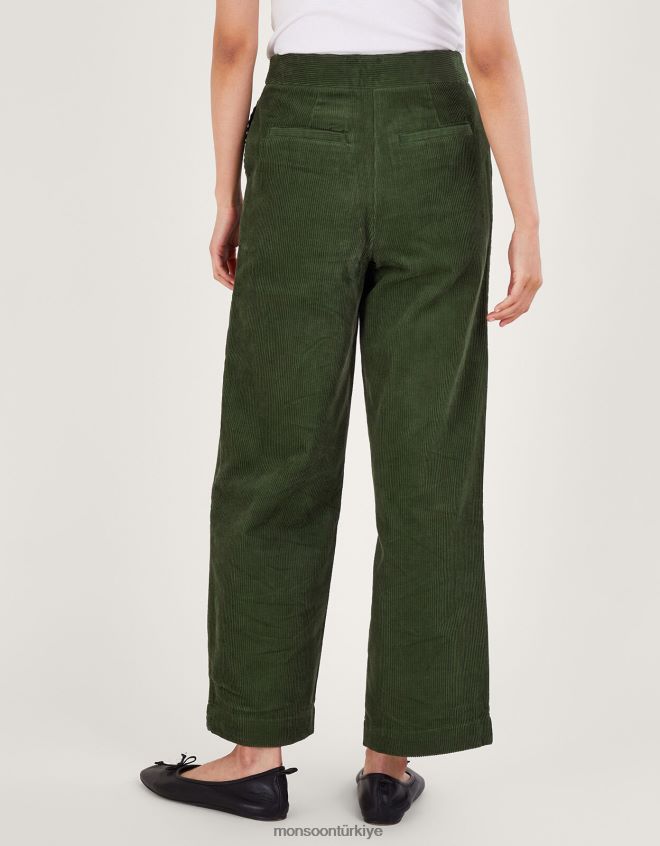 Monsoon kadınlar kordonlu geniş paça takım pantolonu JH86BT115 Giyim yeşil