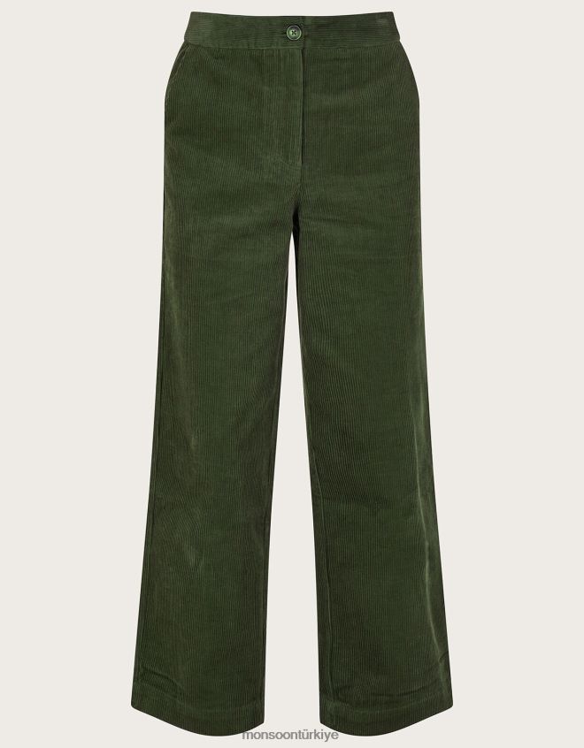 Monsoon kadınlar kordonlu geniş paça takım pantolonu JH86BT115 Giyim yeşil