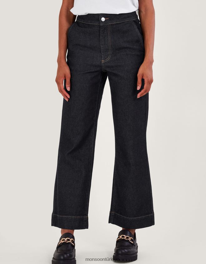 Monsoon kadınlar lara geniş paça jean JH86BT24 Giyim mavi (çivit mavisi)