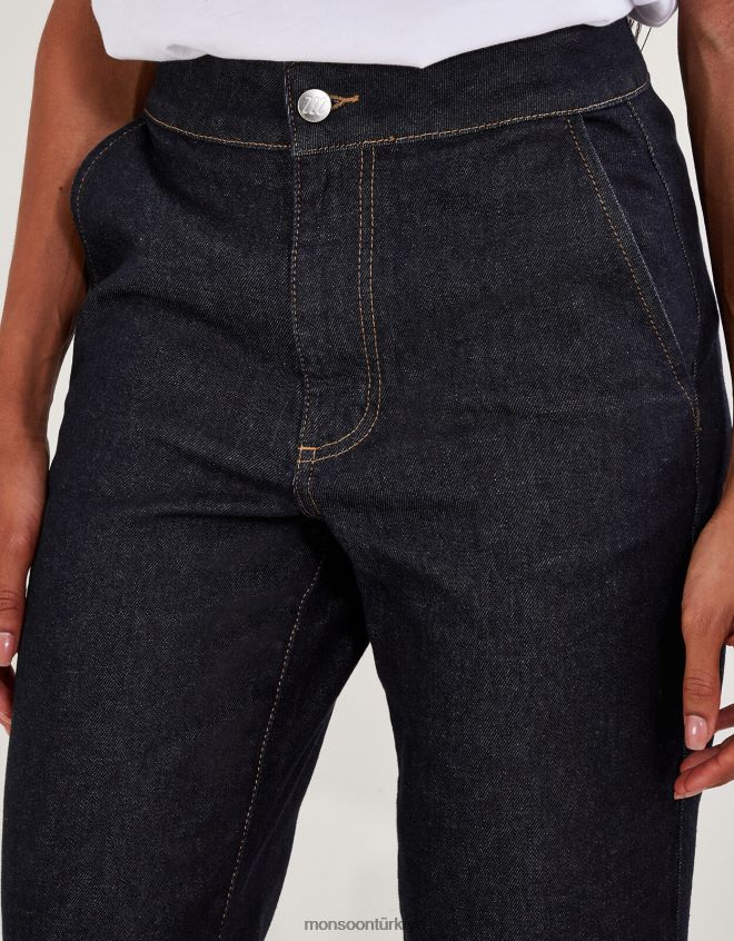 Monsoon kadınlar lara geniş paça jean JH86BT24 Giyim mavi (çivit mavisi)
