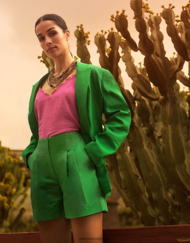 Monsoon kadınlar lilly yapılı şort JH86BT348 Giyim yeşil
