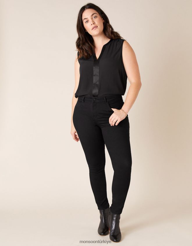 Monsoon kadınlar organik pamuklu nadine kısa boy jean JH86BT1179 Giyim siyah