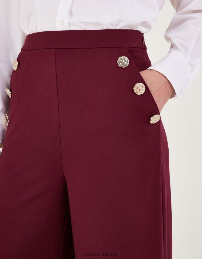 Monsoon kadınlar priya ponte pantolon JH86BT84 Giyim kırmızı (dut)