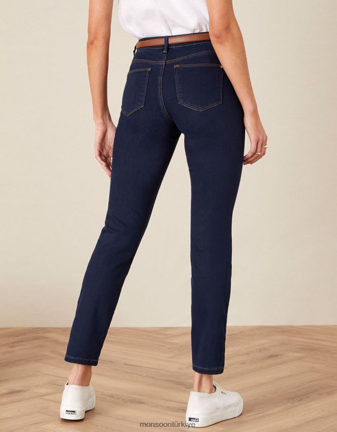 Monsoon kadınlar sürdürülebilir kumaştan azura premium normal kot pantolon JH86BT1158 Giyim mavi (koyu mavi)