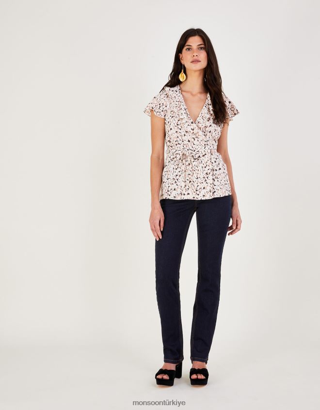 Monsoon kadınlar sürdürülebilir pamuklu bella düz denim kot pantolon JH86BT618 Giyim mavi (çivit mavisi)