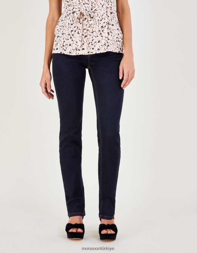 Monsoon kadınlar sürdürülebilir pamuklu bella düz denim kot pantolon JH86BT618 Giyim mavi (çivit mavisi)
