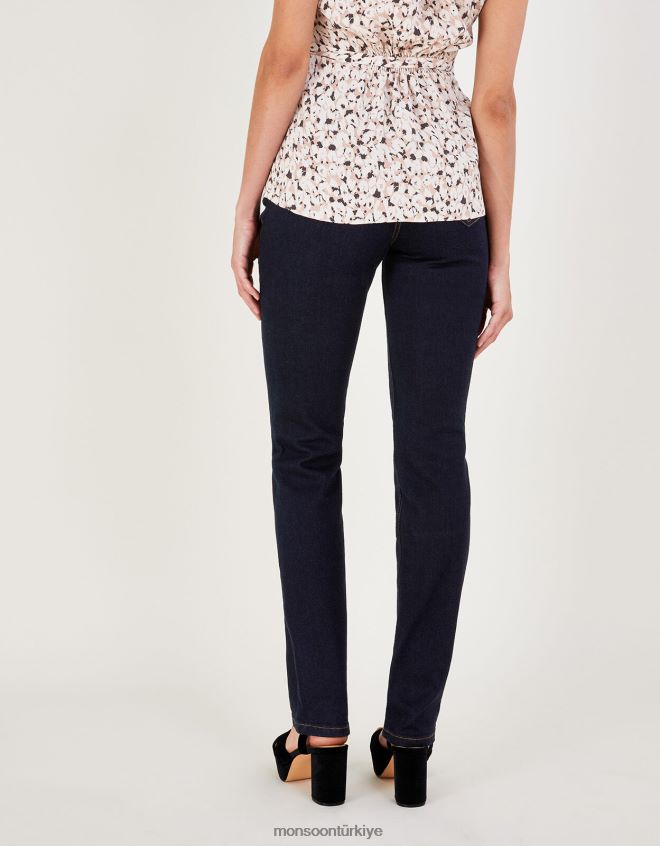 Monsoon kadınlar sürdürülebilir pamuklu bella düz denim kot pantolon JH86BT618 Giyim mavi (çivit mavisi)