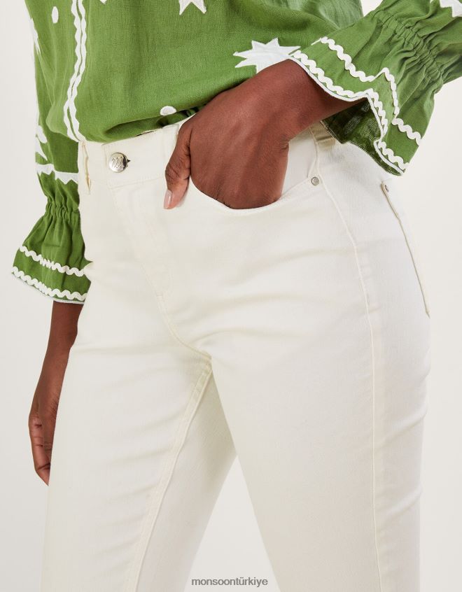 Monsoon kadınlar sürdürülebilir pamuklu idabella dar kesim jean pantolon JH86BT607 Giyim doğal (ekru)