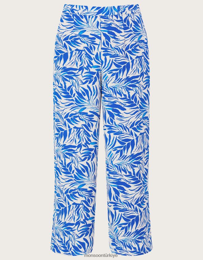 Monsoon kadınlar sürdürülebilir viskondan floransa geniş paça pantolon JH86BT329 Giyim mavi