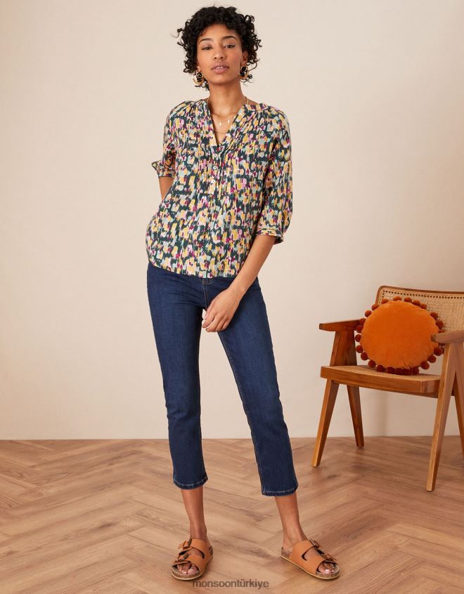 Monsoon kadınlar safaia 7/8 denim jean JH86BT1141 Giyim mavi (çivit mavisi)