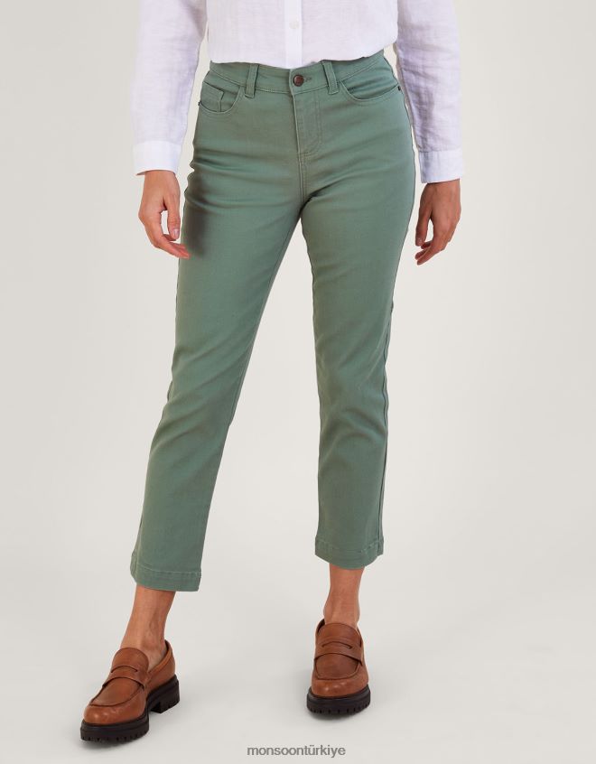Monsoon kadınlar safaia sürdürülebilir pamuktan kesilmiş skinny jean pantolon JH86BT802 Giyim yeşil (haki)