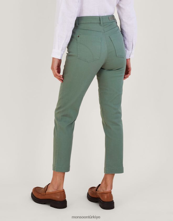Monsoon kadınlar safaia sürdürülebilir pamuktan kesilmiş skinny jean pantolon JH86BT802 Giyim yeşil (haki)