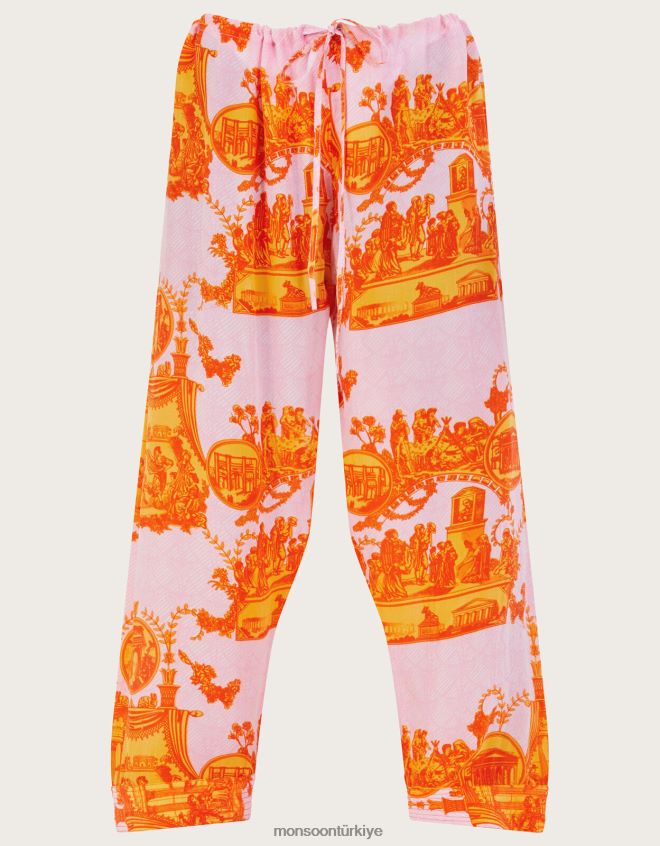 Monsoon kadınlar yüz yıldız antik sütun desenli pantolon JH86BT254 Giyim turuncu
