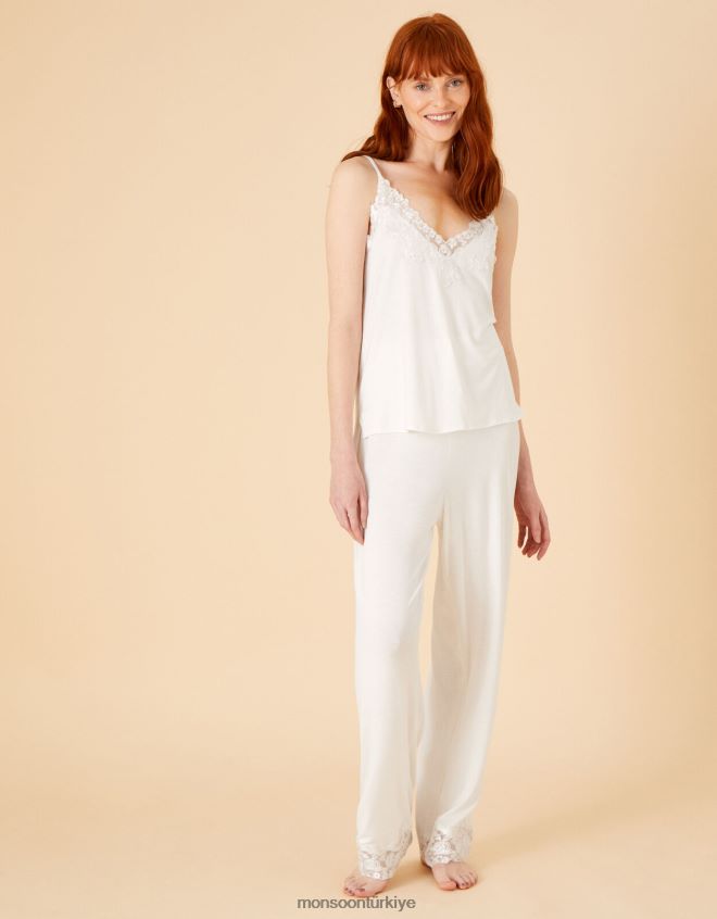 Monsoon kadınlar gelin dantelli pijama takımı JH86BT702 Giyim fildişi