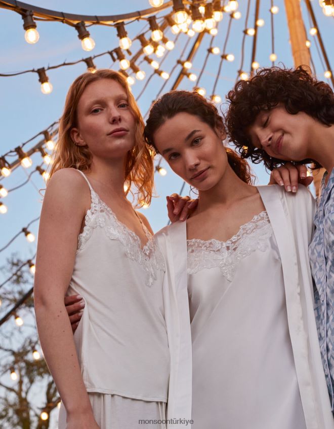 Monsoon kadınlar gelin dantelli pijama takımı JH86BT702 Giyim fildişi