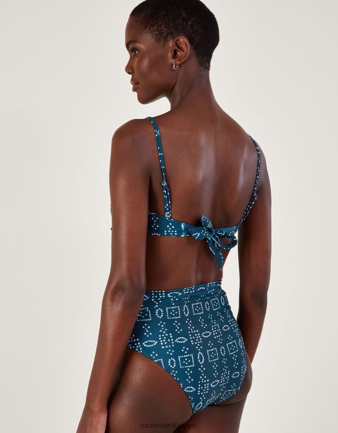 Monsoon kadınlar Geri dönüştürülmüş polyesterden batik boya baskılı bikini altı JH86BT562 Giyim Mavi Donanma)
