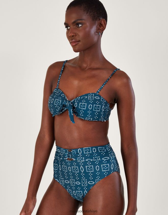 Monsoon kadınlar Geri dönüştürülmüş polyesterden batik boyalı bikini üstü JH86BT230 Giyim Mavi Donanma)