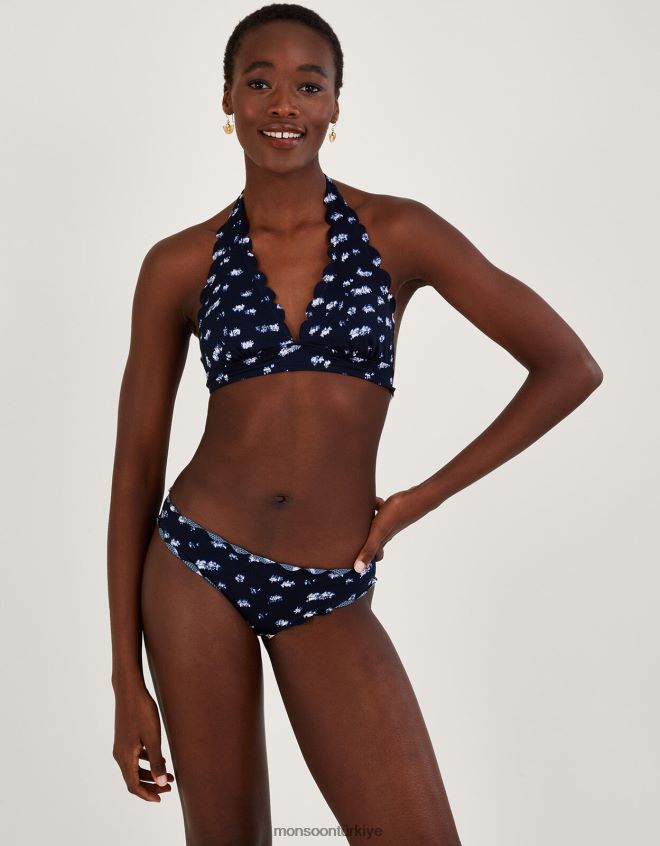 Monsoon kadınlar Geri dönüştürülmüş polyesterden batik desenli fistolu bikini altı JH86BT363 Giyim Mavi Donanma)