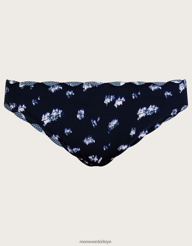 Monsoon kadınlar Geri dönüştürülmüş polyesterden batik desenli fistolu bikini altı JH86BT363 Giyim Mavi Donanma)