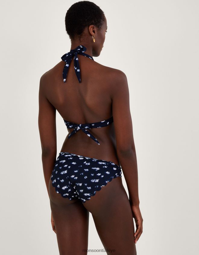 Monsoon kadınlar Geri dönüştürülmüş polyesterden batik desenli fistolu bikini üstü JH86BT368 Giyim Mavi Donanma)