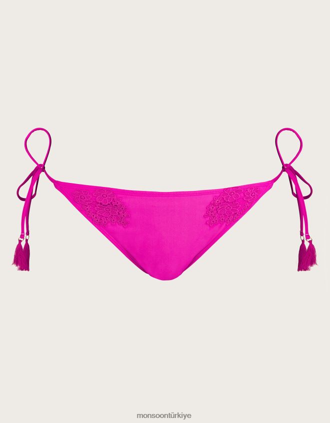 Monsoon kadınlar Geri dönüştürülmüş polyesterden dantel detaylı bikini altı JH86BT838 Giyim pembe
