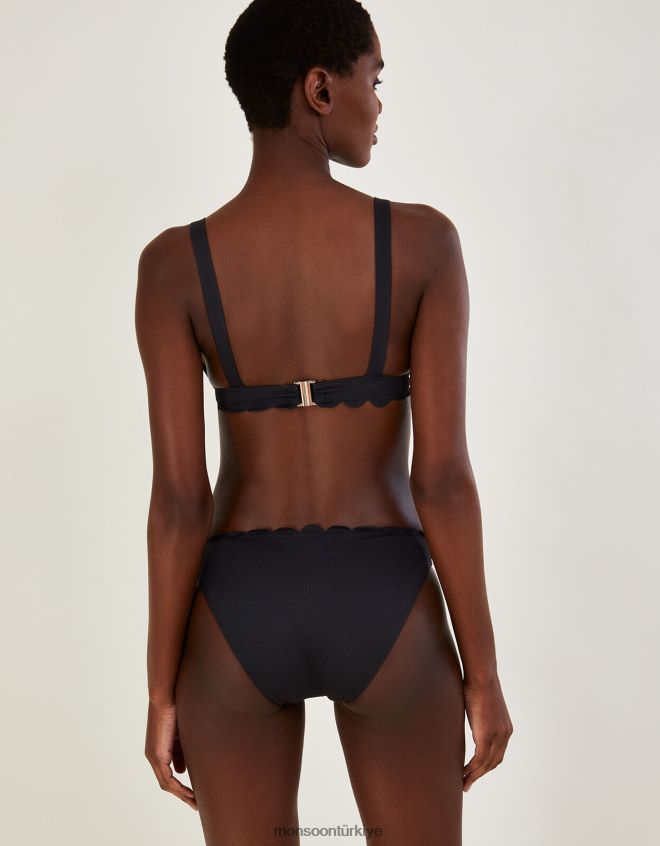 Monsoon kadınlar Geri dönüştürülmüş polyesterden fistolu kenarlı sade bikini altı JH86BT468 Giyim siyah