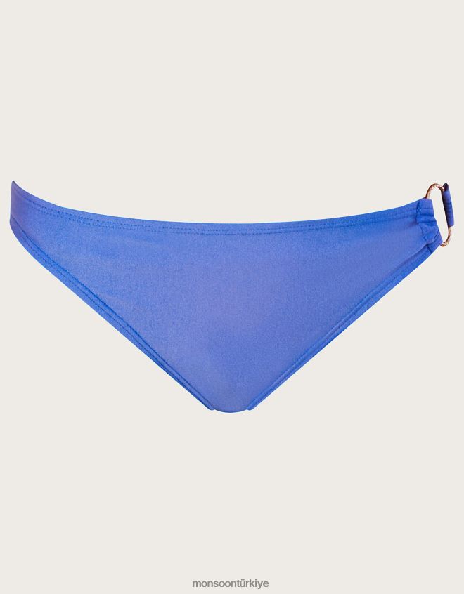Monsoon kadınlar Geri dönüştürülmüş polyesterden halka detaylı sade bikini altı JH86BT221 Giyim mavi