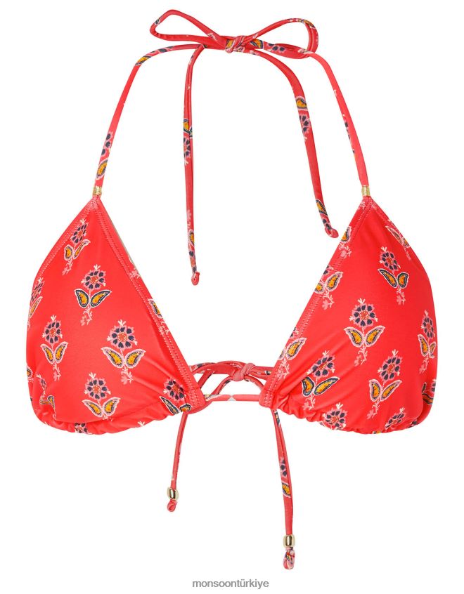 Monsoon kadınlar Geri dönüştürülmüş polyesterden çiçekli bikini üstü JH86BT1162 Giyim kırmızı