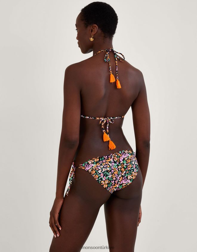 Monsoon kadınlar Geri dönüştürülmüş polyesterden küçük desenli bikini üstü JH86BT404 Giyim siyah