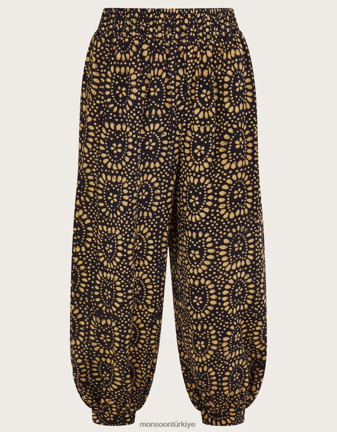 Monsoon kadınlar Lenzing ecovero\'da batik desenli harem pantolon JH86BT855 Giyim siyah