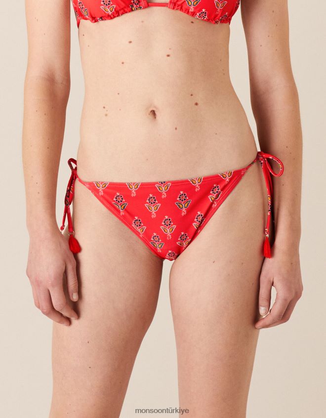 Monsoon kadınlar geri dönüştürülmüş polyesterden çiçekli bikini külotları JH86BT1161 Giyim kırmızı