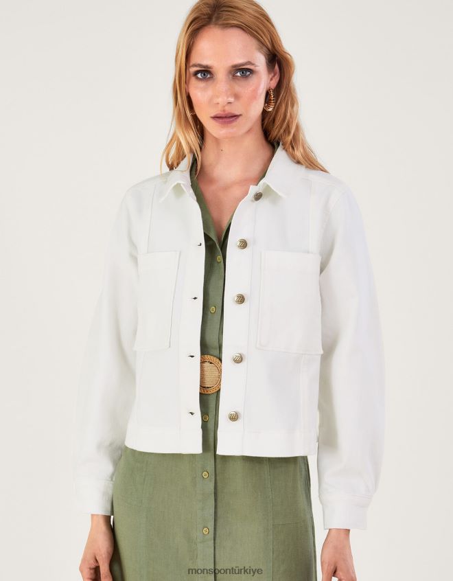 Monsoon kadınlar kısa denim ceket JH86BT947 Giyim doğal (ekru)