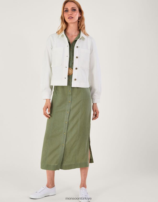 Monsoon kadınlar kısa denim ceket JH86BT947 Giyim doğal (ekru)