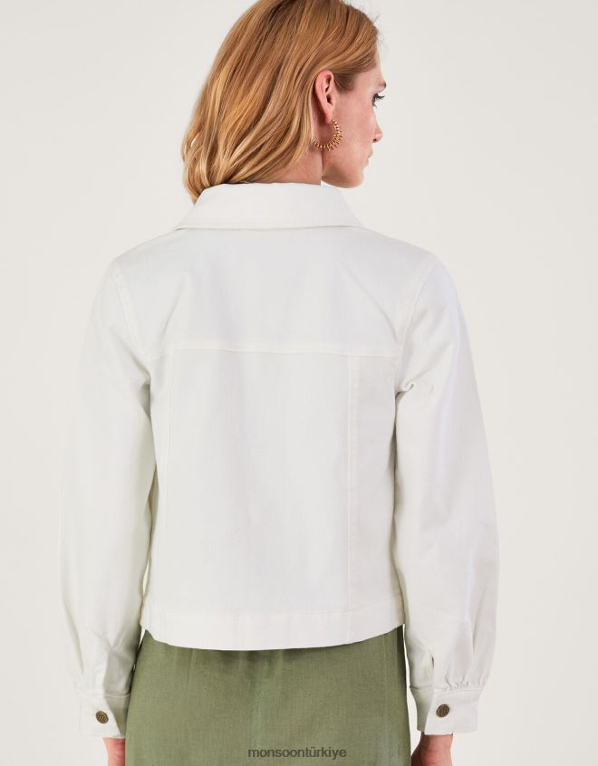 Monsoon kadınlar kısa denim ceket JH86BT947 Giyim doğal (ekru)