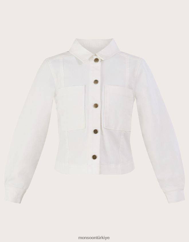 Monsoon kadınlar kısa denim ceket JH86BT947 Giyim doğal (ekru)