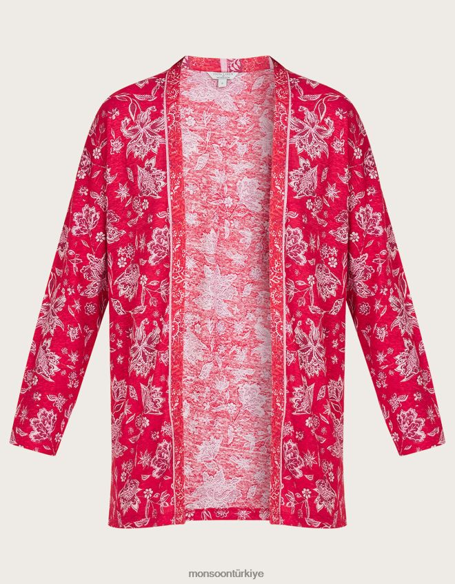 Monsoon kadınlar keten çiçek ölçekli baskılı örtü JH86BT1109 Giyim turuncu