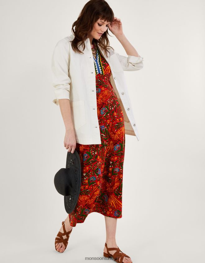 Monsoon kadınlar mindy uzun çizgili denim ceket JH86BT260 Giyim doğal (ekru)