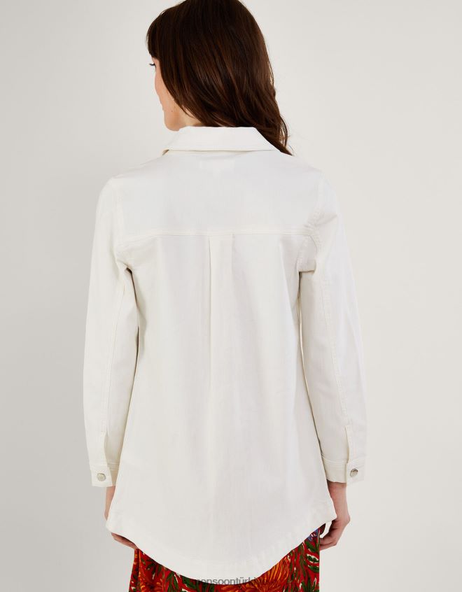 Monsoon kadınlar mindy uzun çizgili denim ceket JH86BT260 Giyim doğal (ekru)