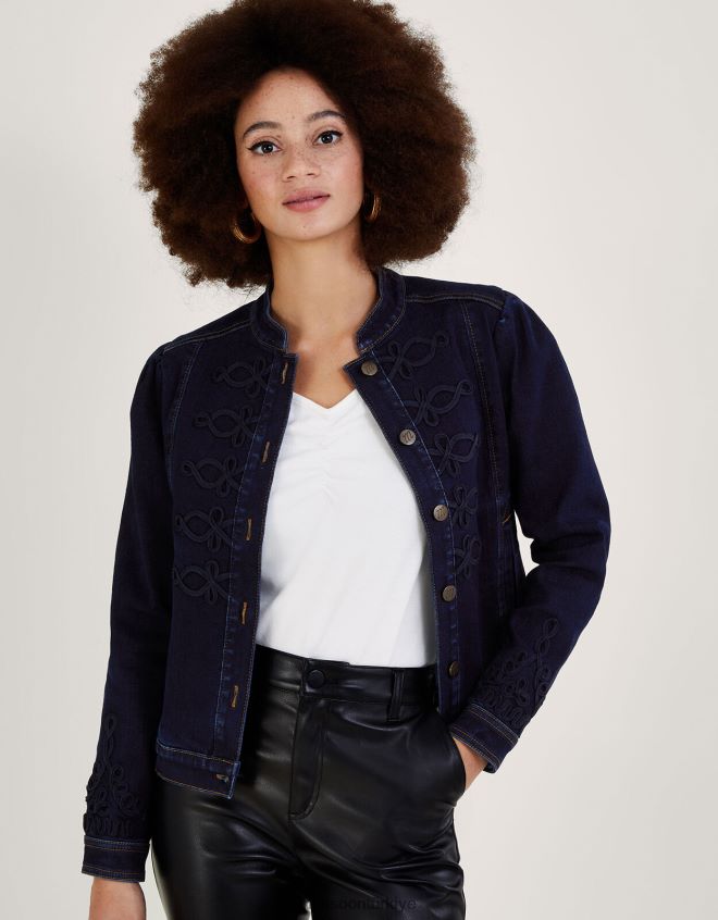 Monsoon kadınlar sürdürülebilir pamuklu lauria nautical denim ceket JH86BT1038 Giyim mavi (çivit mavisi)