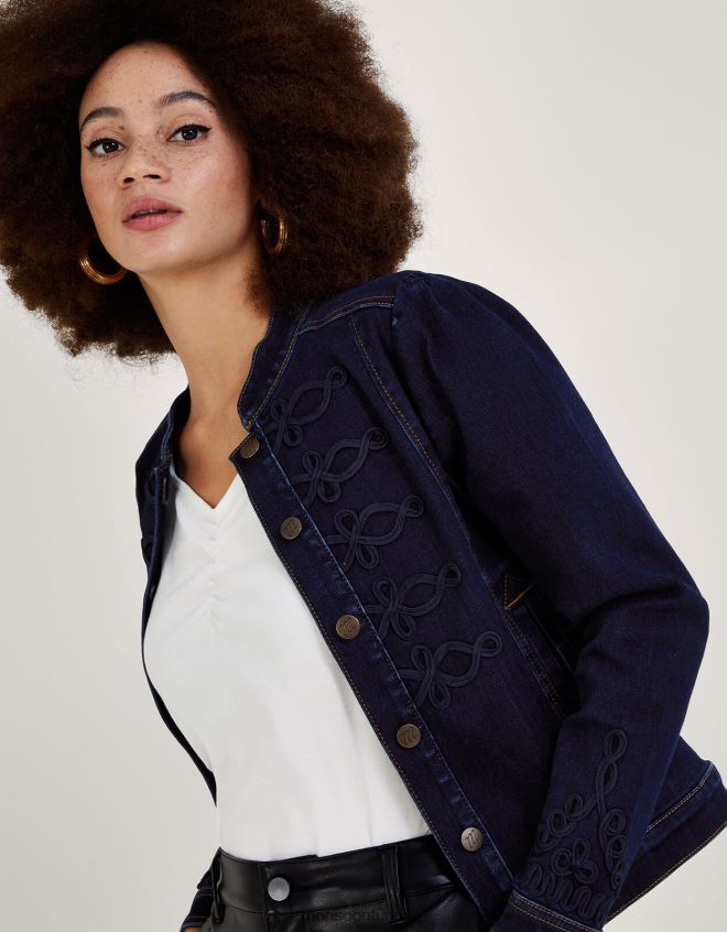 Monsoon kadınlar sürdürülebilir pamuklu lauria nautical denim ceket JH86BT1038 Giyim mavi (çivit mavisi)