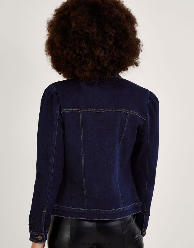 Monsoon kadınlar sürdürülebilir pamuklu lauria nautical denim ceket JH86BT1038 Giyim mavi (çivit mavisi)