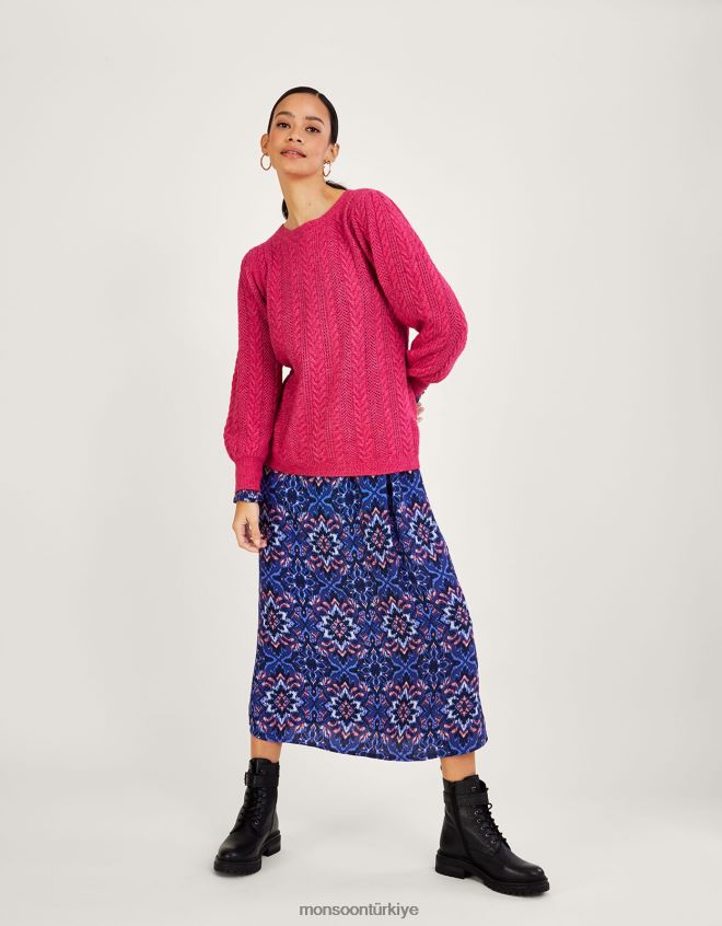 Monsoon kadınlar Geri dönüştürülmüş polyesterden arka düğmeli kablo atlama teli JH86BT988 Giyim pembe