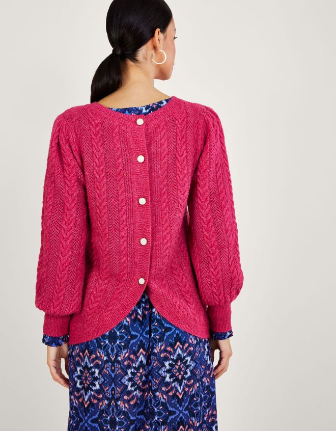 Monsoon kadınlar Geri dönüştürülmüş polyesterden arka düğmeli kablo atlama teli JH86BT988 Giyim pembe