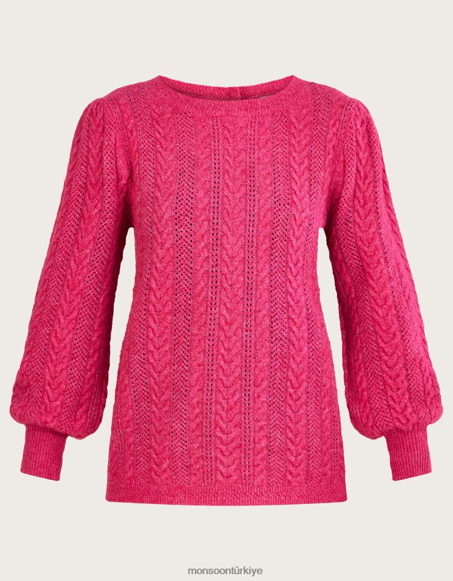 Monsoon kadınlar Geri dönüştürülmüş polyesterden arka düğmeli kablo atlama teli JH86BT988 Giyim pembe