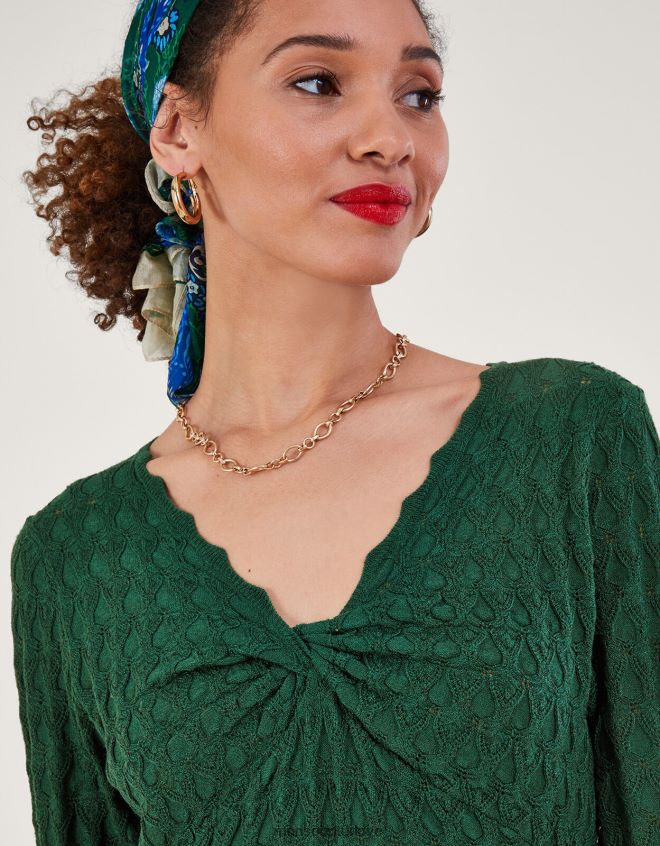 Monsoon kadınlar Geri dönüştürülmüş polyesterden pointelle dikişli kazak JH86BT219 Giyim yeşil (koyu yeşil)